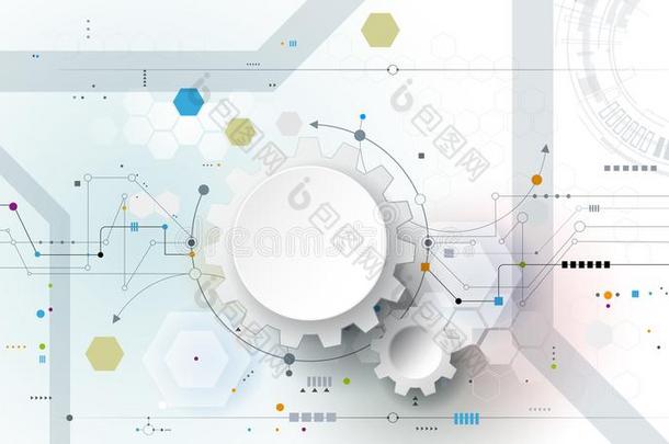 矢量说明齿轮,轮子和电路板,int.嘿-技术数字