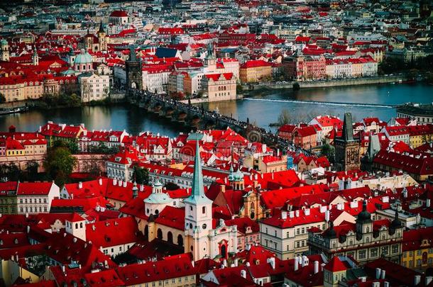 捷克人共和国,布拉格城市全景画.城市布拉格全景的看法