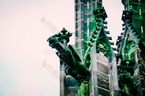捷克人建筑学,使人惊慌的怪兽状滴水嘴雕刻,gothicscriptorgothictype哥特式书写体庙装饰