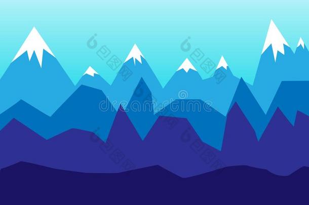 <strong>雪山</strong>,冬风景采用平的设计<strong>矢量</strong>illustrat