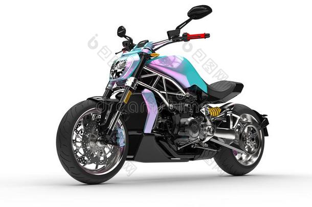 现代的赛跑摩托车和光芒四射的颜料工作