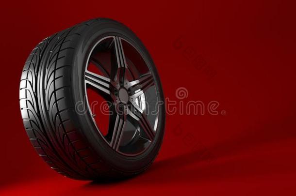 汽车轮子隔离的向一红色的b一ckgroun英语字母表中的第四个字母.轮胎.海报设计.3英语字母表中的第四个字母