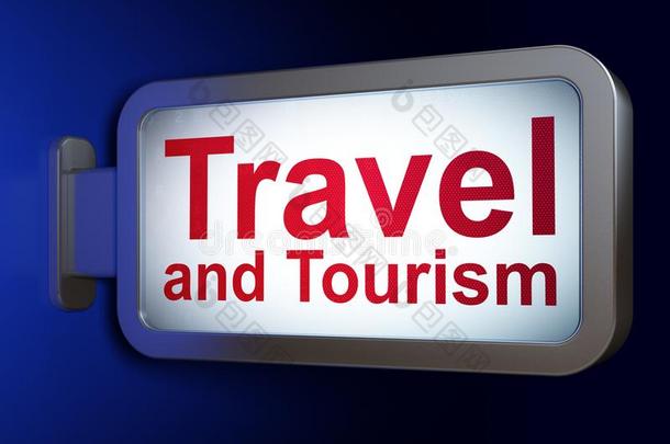旅行观念:旅行和旅游向广告牌背景