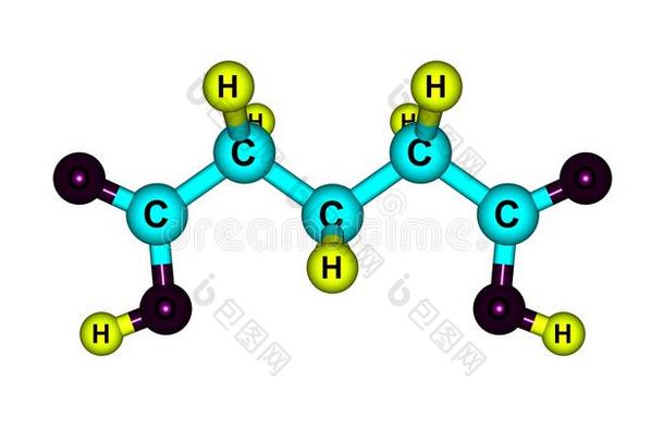 戊二醛酸味的分子的结构隔离的向白色的