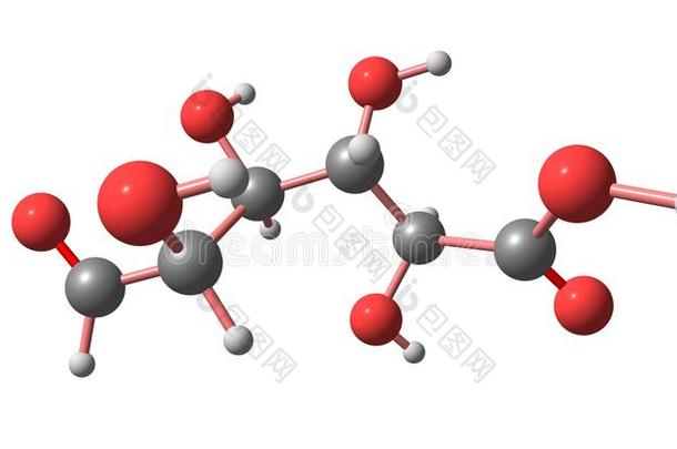 葡萄糖醛酸酸味的分子的结构隔离的向白色的