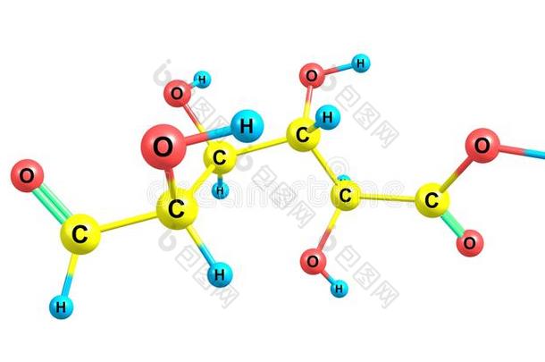 葡萄糖醛酸酸味的分子的结构隔离的向白色的