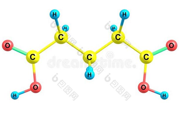 戊二酸酸味的分子的结构隔离的向白色的