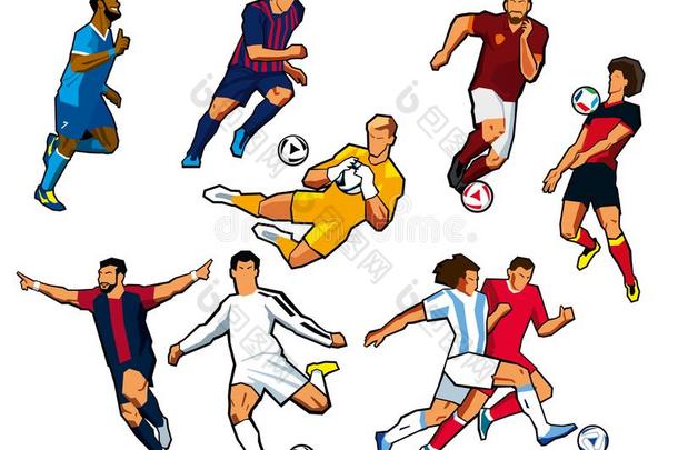 各种各样的轮廓关于足球演员关于不同的足球俱乐部