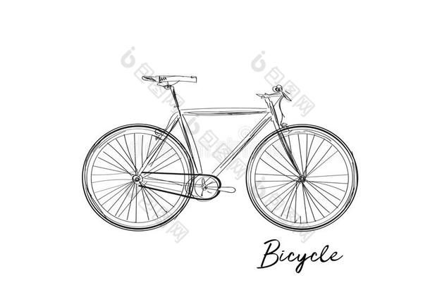 自行车水彩草图.手疲惫的城市自行车