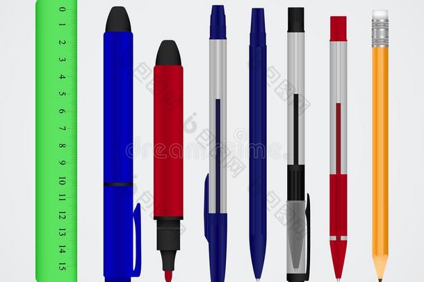 大大地收集关于有色的笔和铅笔.颜色文具英文字母表的第19个字母