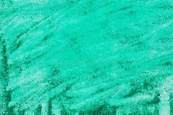 艺术的绿松石彩色粉笔向纸背景质地