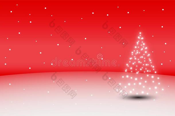 美丽的圣诞节红色的背景和被照明的星树一