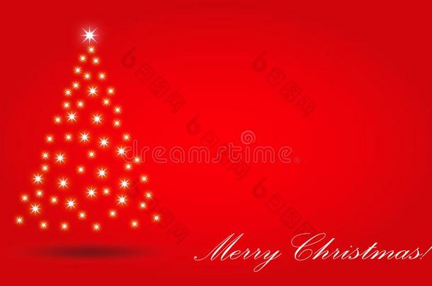 美丽的圣诞节红色的背景和被照明的星树一