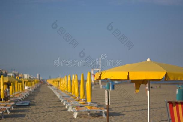 黄色的海滩伞