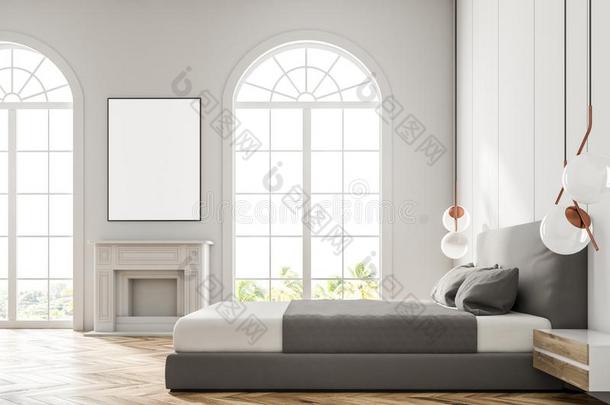 白色的拱形的窗卧室,海报