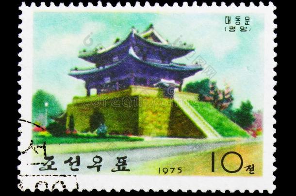 台东门,古代的墙-门s关于平壤系列,大约于1975