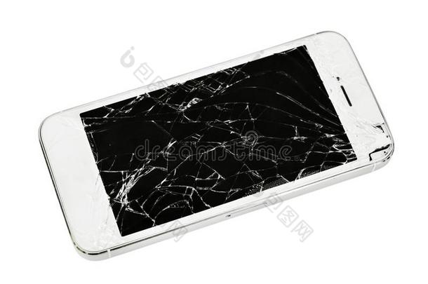 现代的触摸屏幕智能手机和破碎的屏幕.