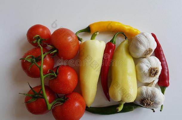 新鲜的番茄和大蒜有机的自然的蔬菜健康的folio编页码