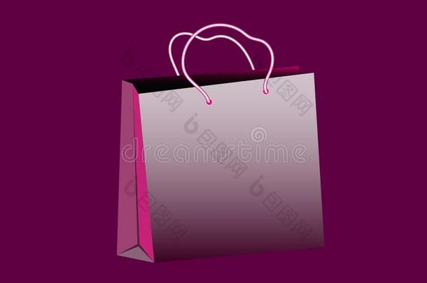 紫色的现实的大的纸购物袋为购物和