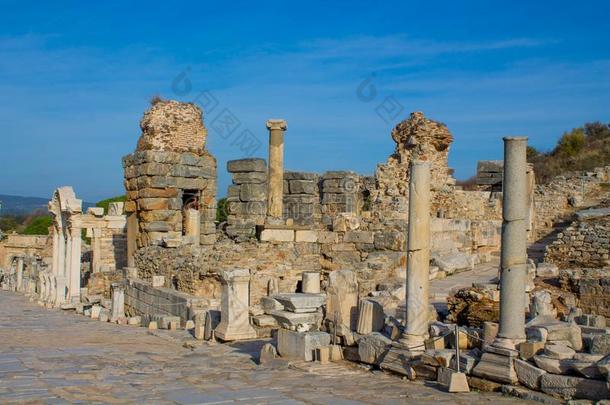 古代的古老的城市关于以弗所,以弗所古老的破坏采用火鸡
