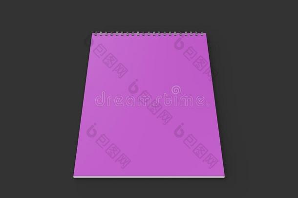 空白的紫罗兰笔记簿和金属螺旋跳向黑的后座