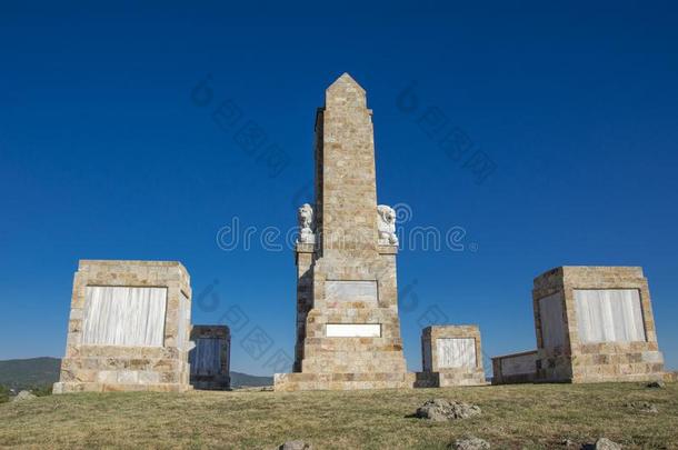 多伊兰纪念碑在近处维拉奇多伊兰i,希腊和多伊兰湖