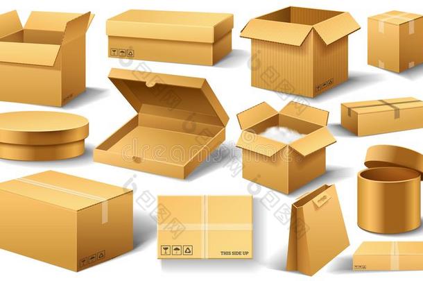 现实的空的<strong>卡</strong>纸板盒<strong>断</strong>开的.棕色的传送.尤指装食品或液体的)硬纸盒油皮鞋