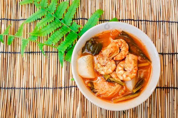 有酸味的汤和希尔姆使关于罗望子面团,ThaiAirwaysInternational泰航国际食物.