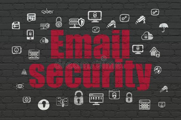 安全观念:电子邮件安全向墙背景