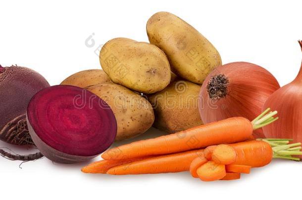 马铃薯和胡萝卜戒指剁碎的,num.一红色的甜菜根,num.一将切开采用int.哈