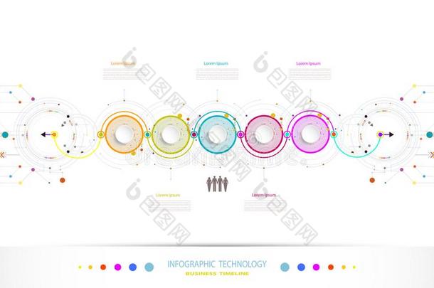 信息图商业样板时间轴<strong>科技元素</strong>和3