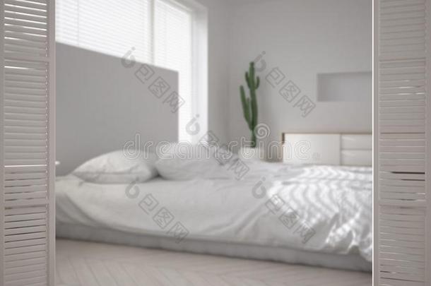 白色的可折叠的<strong>门开</strong>幕向现代的斯堪的纳维亚的极简抽象艺术的床