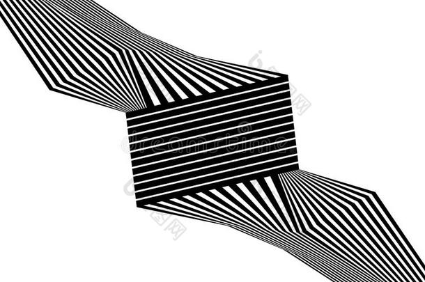 黑的和白色的条纹线条抽象的图解的视觉的艺术
