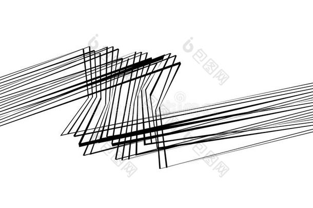 黑的和白色的条纹线条抽象的图解的视觉的艺术