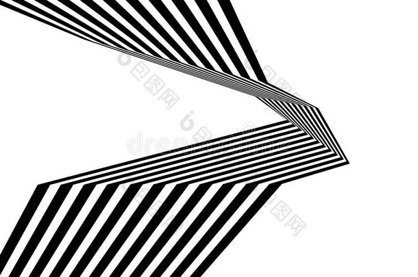 黑的和白色的条纹线条抽象的图解的视觉的艺术