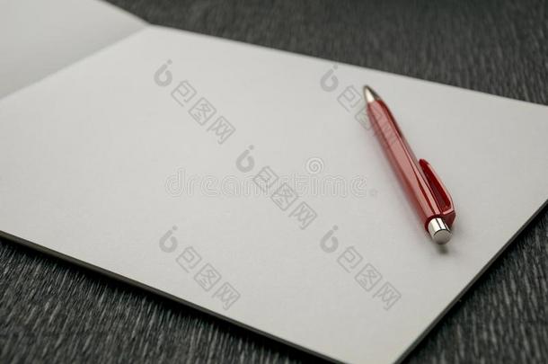 空白的相册和红色的笔