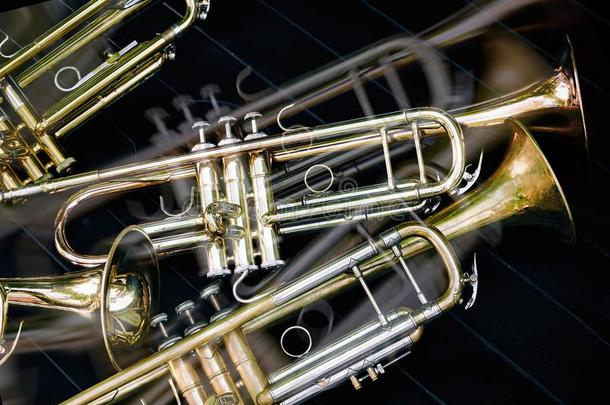 几个的音乐的风器具管弦乐队金色的喇叭.