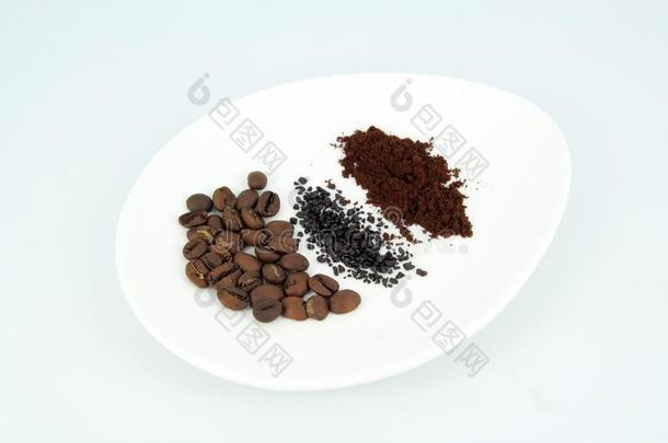 各种各样的咖啡豆混合.咖啡豆豆和咖啡豆.