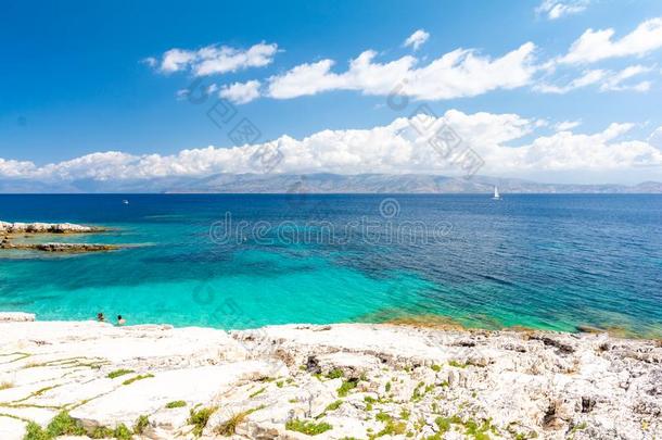 蓝色环礁湖采用卡西欧皮采用科孚岛岛,希腊