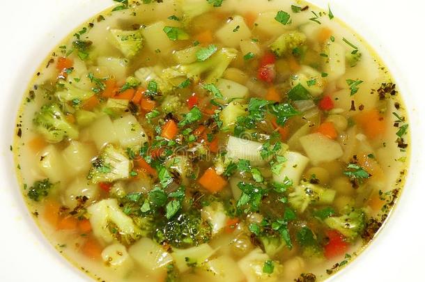 意大利人蔬菜通心粉汤汤蔬菜肉汤和蔬菜杂烩和标准