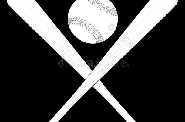 棒球蝙蝠和球向一黑的背景