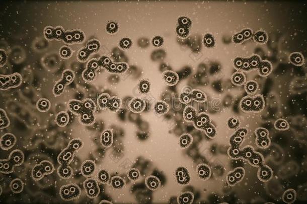 病毒攻击细胞或细菌在下面显微镜