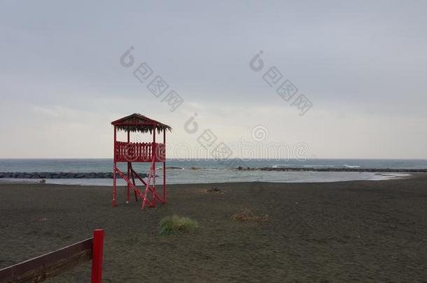 空的海滩后的暴风雨采用意大利,拉齐奥区