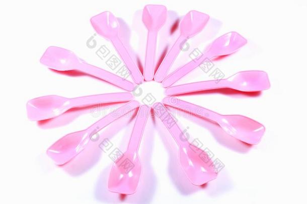 一花合适的层关于粉红色的颜色塑料制品婴儿匙.