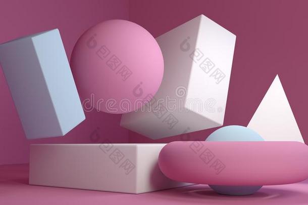 立方形-盒粉红色的大理石放置最小的乳霜背景3英语字母表中的第四个字母ren英语字母表中的第四个字母ering