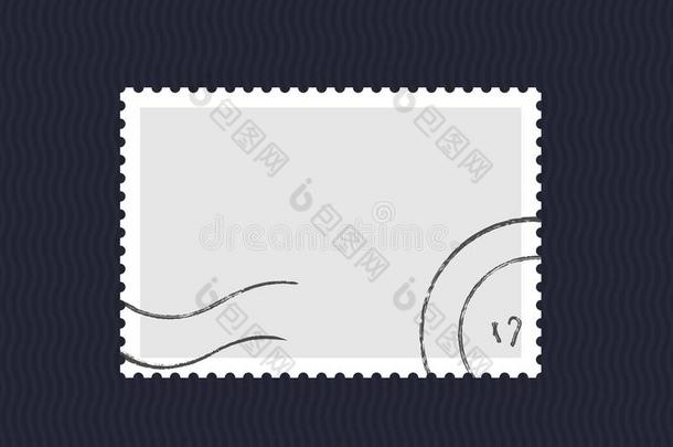 空白的邮戳和邮票向蓝色相册背景.矢量图解