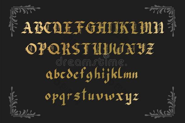 黑体字gothic<strong>脚本</strong>orgothictype哥特式书写体<strong>脚本</strong>手-疲惫的字体.