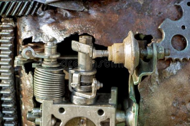抽象的金属质地.从老的金属部关于发动机