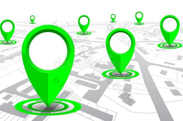 绿色的GlobalPositi向System全球定位系统航海家位置向城市地图,从位向位-