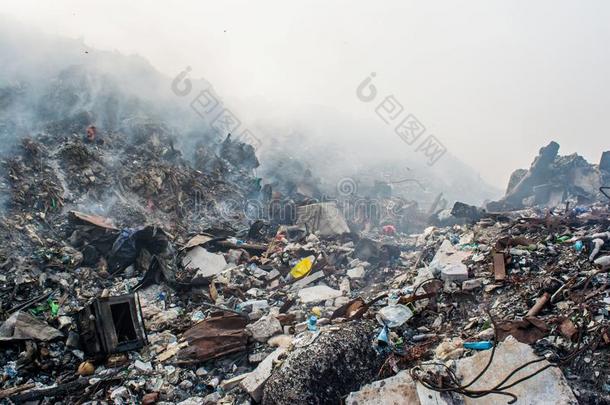垃圾倾倒地区看法满的关于烟,杂物,塑料制品瓶子,RussianFederation俄罗斯联邦